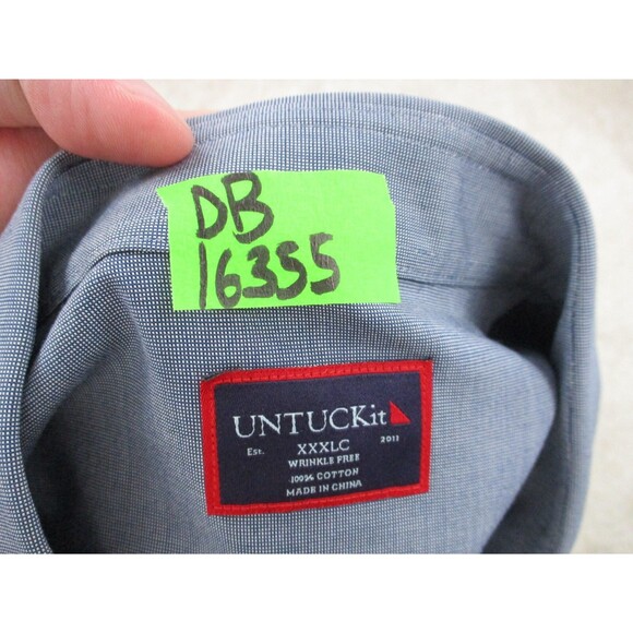 UNTUCKit Shirt Mens XXXLC Gray Cotton Wrinkle Free Casual Preppy Button Up - Picture 11 of 11